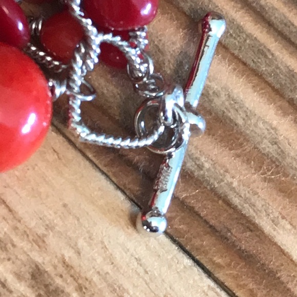 Elegant Red Coral Hearts and Flowers Bracelet - Picture 6 of 6